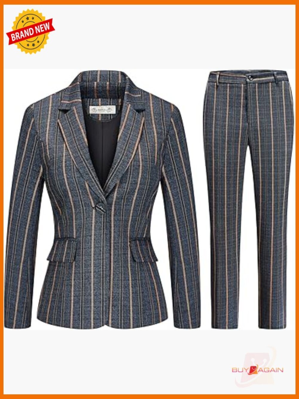 Womens 2 Piece Plaid Suit Set Blazer Jacket Long Sleeve Pant Suit